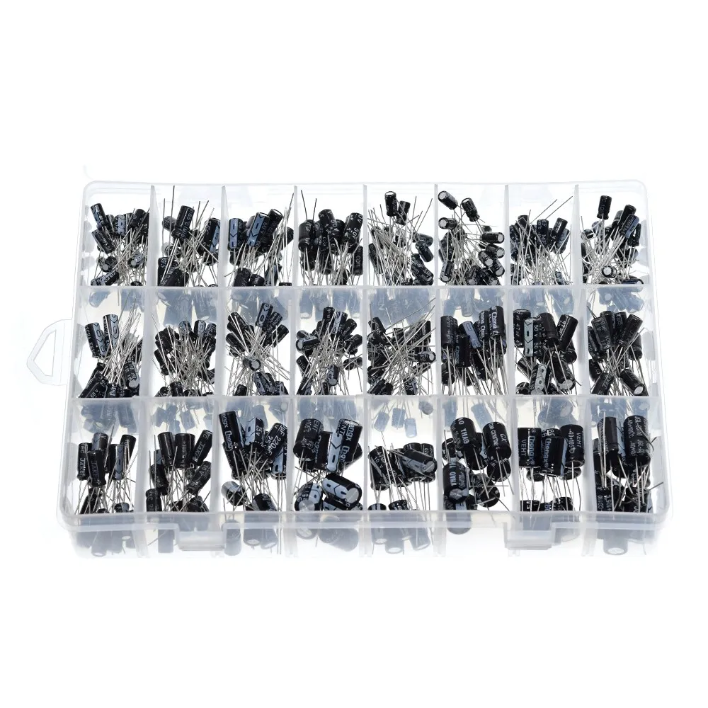 500Pcs/lot 0.1UF 1000UF 24Values Aluminum Electrolytic Capacitors 16 50V mix capacitor Assorted kit and storage box|Конденсаторы| |