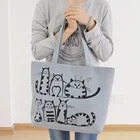 Новая сумка на молнии с мультяшными кошками в стиле Харадзюку, Холщовая Сумка на плечо, сумка-мессенджер, хозяйственная сумка