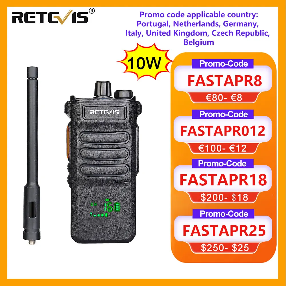 aliexpress - 10W Retevis Walkie Talkie Long Range RT86 Walkie-talkies 1 2 pcs Portable Radio For Hunting Powerful walkie-talkie Two-way radio