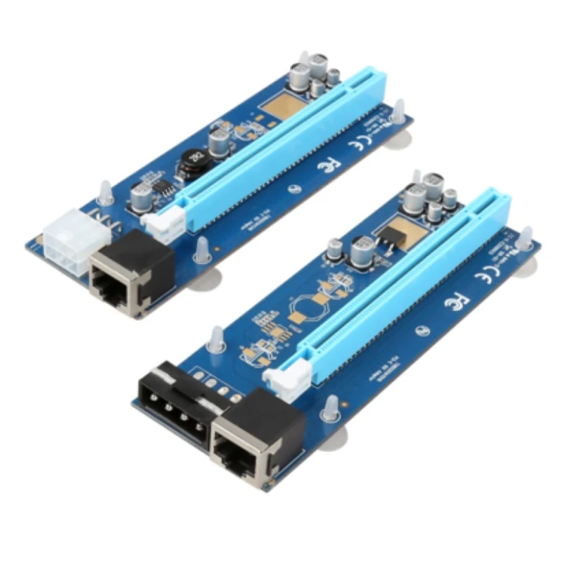 Компьютерный кабель и разъемы PCIE Riser Card PCI Express 1X to 16X адаптер 6Pin 4Pin Molex Мощность RJ45