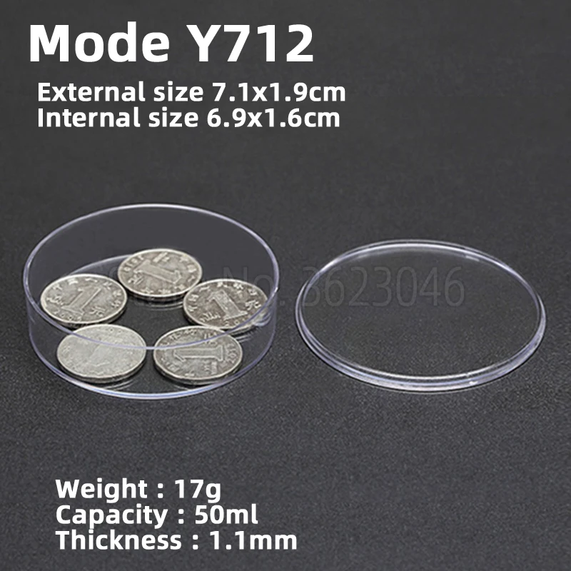 

10 pieces Y712 Round Plastic Case Parts Accessory Organize Storage Screw Sample Transparent Box 6.9x1.6cm