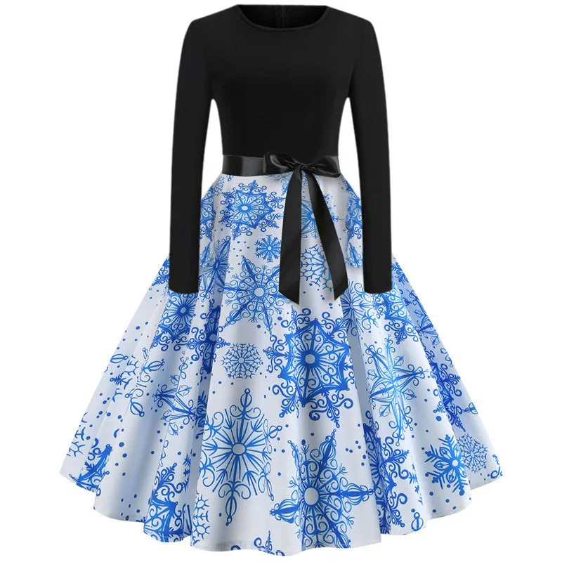 Винтаж зимнее рождественское платье Для женщин Новый год фестиваль вечерние со