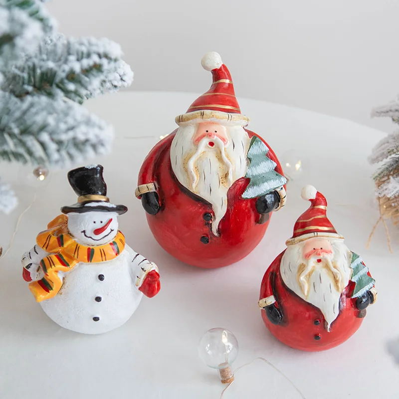

[MGT] Nordic Christmas Snowman Santa Claus Resin Decoration Statue Home Decor Living Room Desktop Child Gift