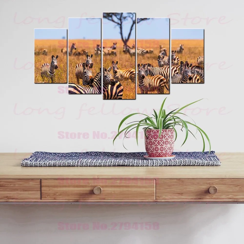 5 шт. холст печать африканская трава животные Антилопа слон Зебра Рино фотографии