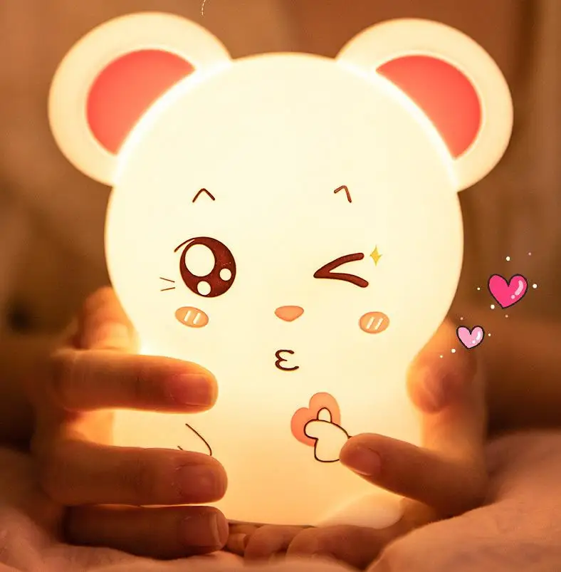 Силиконовый сенсорный мультяшный цветной светодиодный ночник для детей