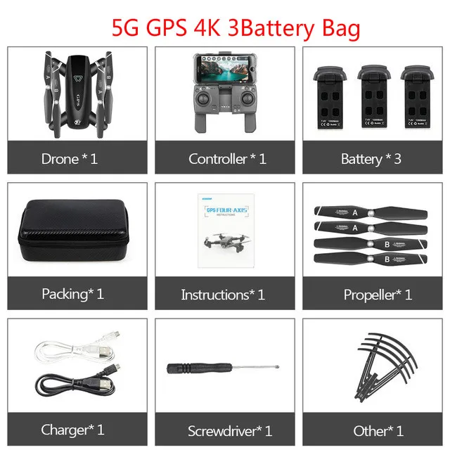 5G 4K 3Battery Gps складной 2,4G/5G Квадрокоптер WiFi fpv 1080P follow me(следуй за мной с HD Камера Квадрокоптер с дистанционным управлением Дистанционное управление вертолет на радиоуправлении selfie игрушки - Цвет: 5G 4K 3Battery