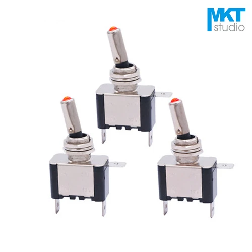 

100Pcs ASW-07D 12V/20A ON-OFF 3 Pins Miniature Toggle Switch With LED, Red/Green/Yellow/Blue/White