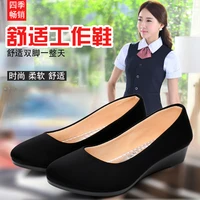 wanheda taixin old beijing cloth shoes women s thin shoes wedge slip on work shoes professional comfortable black cloth shoes