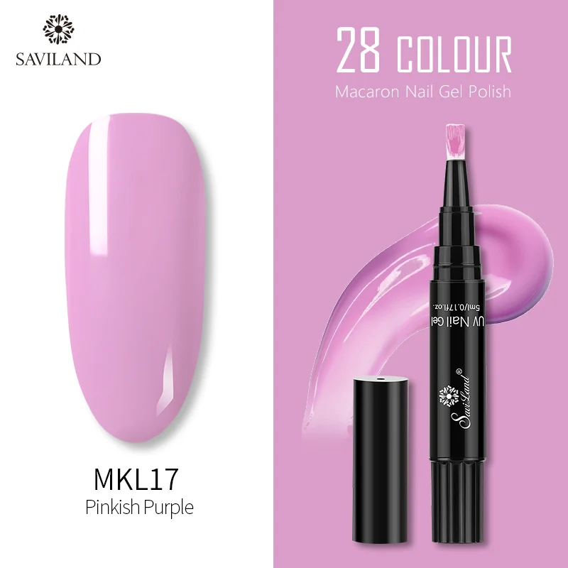 MKL17 SAVILAND 28 цветов блеск Макарон гель лак для ногтей ручка замочить от лак для ногтей праймер верхнее покрытие УФ гель лак для нейл-арта инструменты - Цвет: MKL17