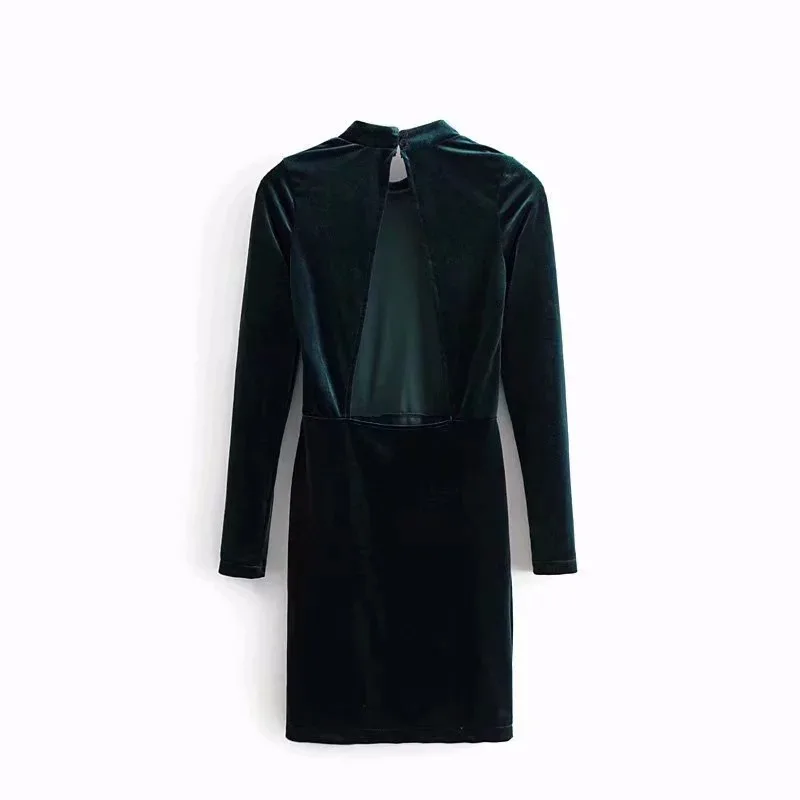 Женское вельветовое мини-платье kpop черное облегающее платье с открытой спиной и