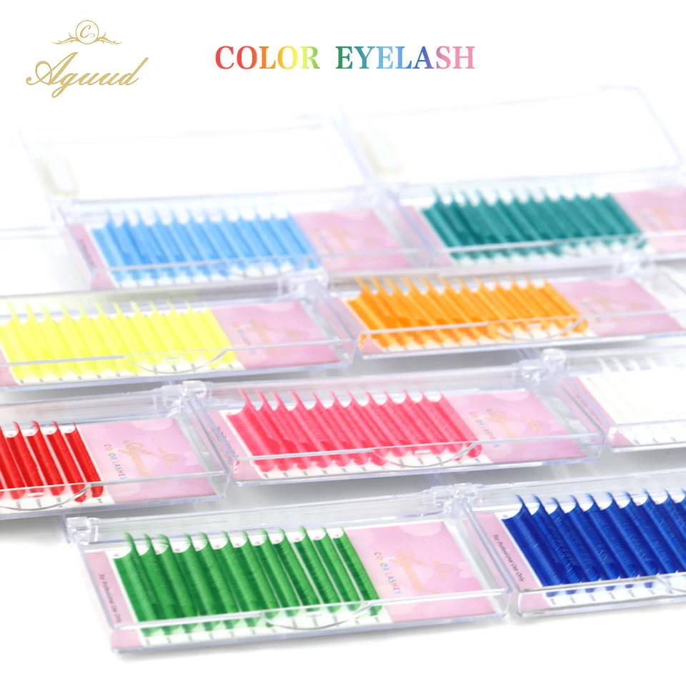 C CC D DD Color Individual Eyelashes 10 Colored Eyelash Extension 8-15mm Mix Color False Mink Eyelash 0.05 0.07 0.10 Faux Cilios