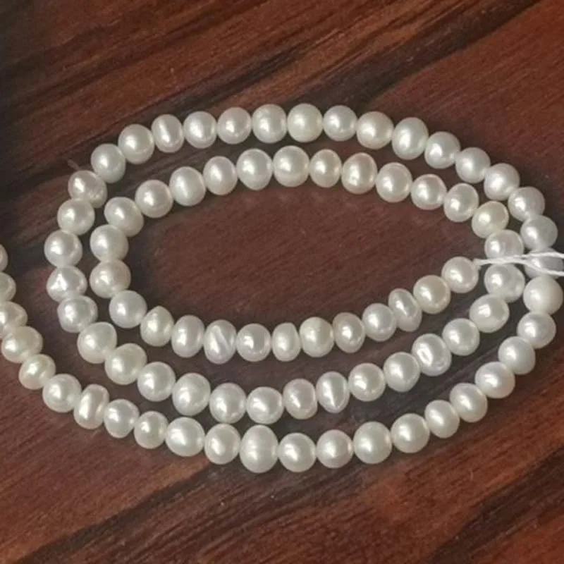 

Genuine Freshwater White Pearl Wholesale 20 Strands per Lot 5 mm Near Round Loose Beads Throught Hole for DIY Necklace
