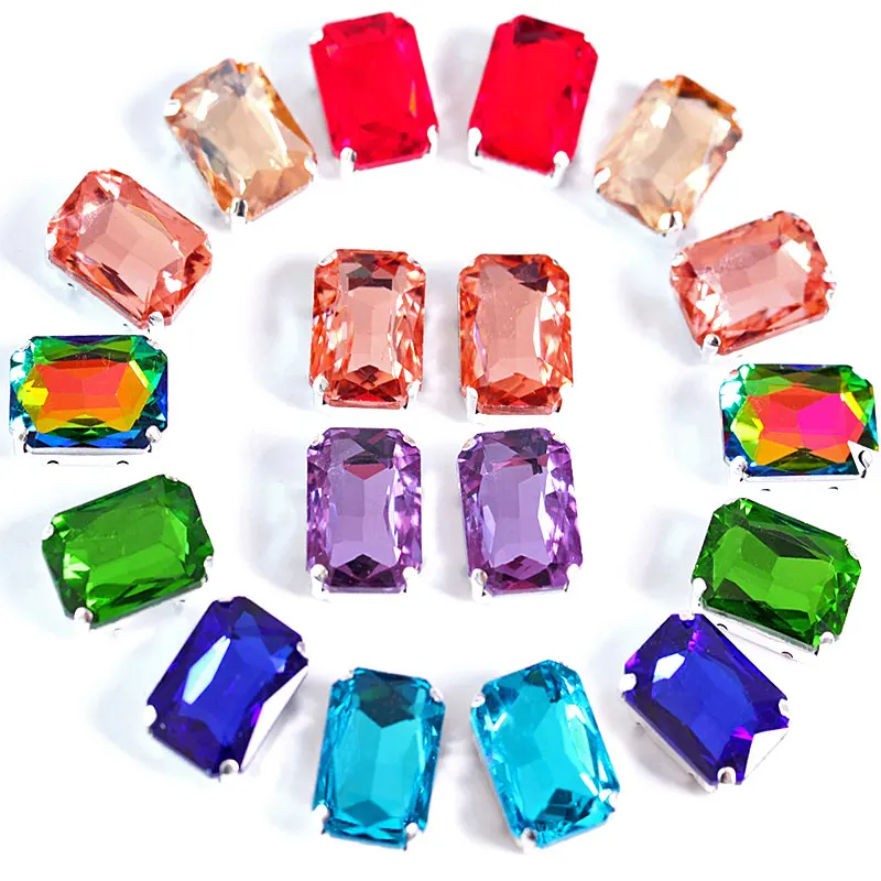 Прямоугольный восьмиугольный прозрачные стеклянные стразы пришить коготь много