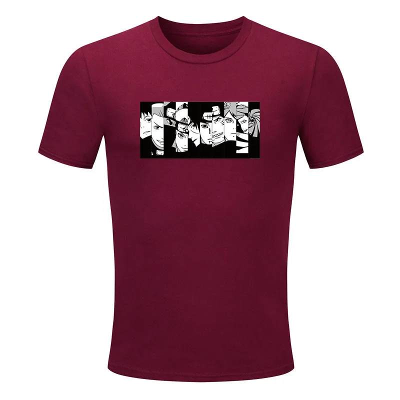 100% cotton men's summer T-shirt short-sleeved O collar clothes 2019 naruto print anime couple fashion tops | Мужская одежда