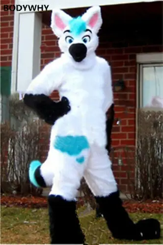 Белая длинная фурнитура с изображением собаки хаски аниме косплей необычное