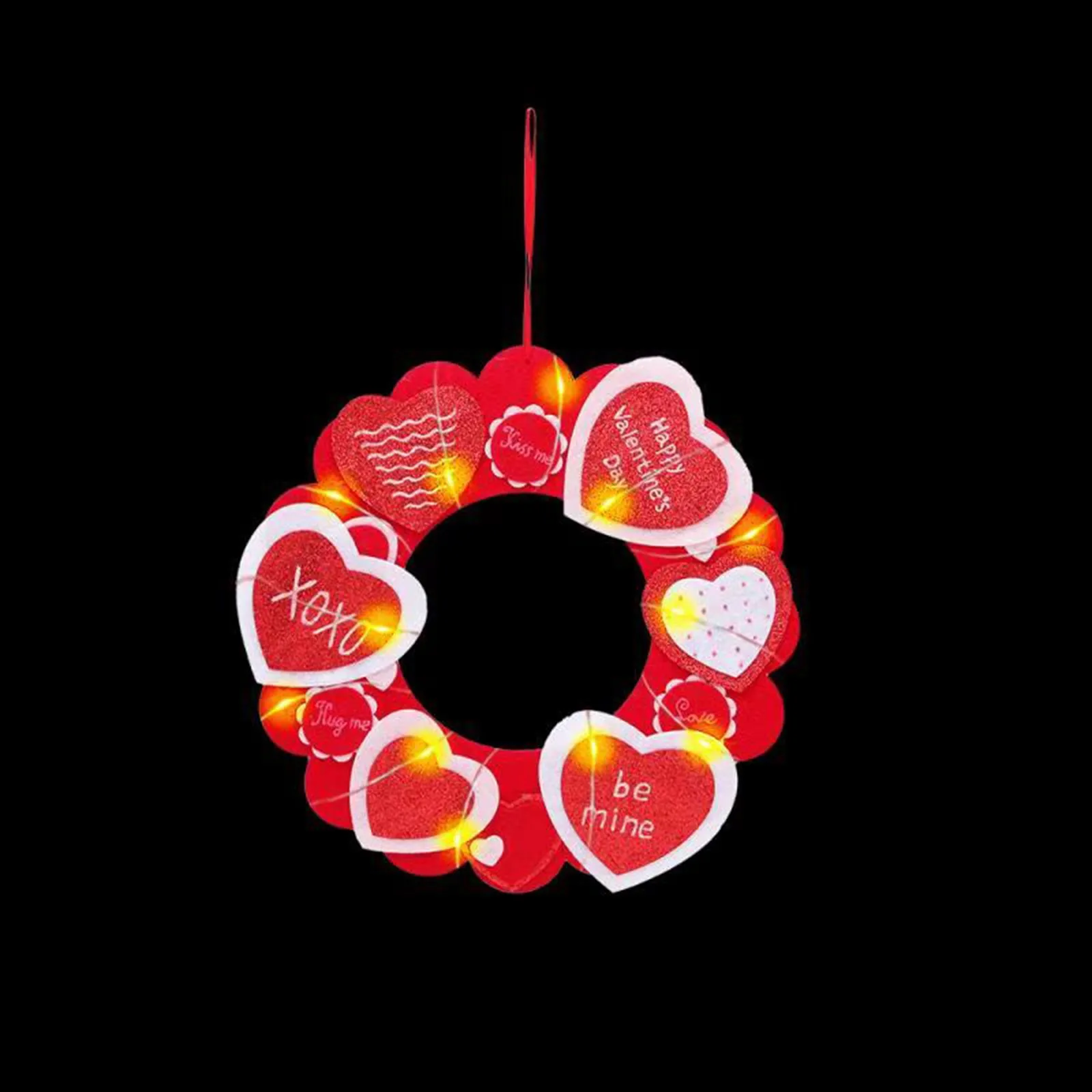 

Valentine's Day LED Light Heart Wreath Door Wall Hanger Party Holiday Diy Newest Decorations Front Door Pendant Window Pendant