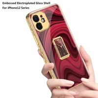 phone cover for iphone12 12pro 12promax case tempered glass hard luxury new clock decoration stand holder shockproof protective