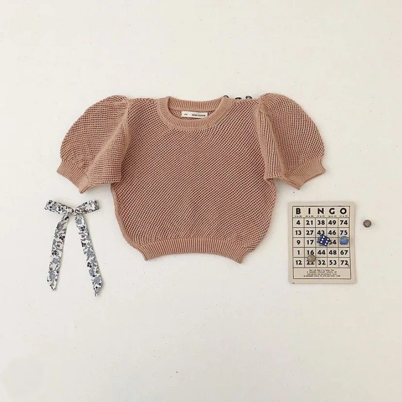 

2021 New Girls Cotton Knitted Tops Toddler Sweaters Baby Girl Knit Wear Pullovers Fashion Little Sister Matching Clothes