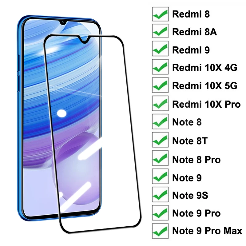 Закаленное стекло для Xiaomi Redmi 8 8A 9 Note8 8T pro 9s 9pro защитное с защитой от царапин 10X 4G 5G HD