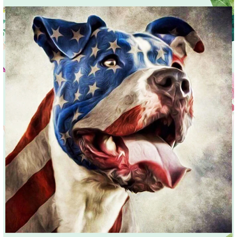 Полностью квадратные круглые камни американский флаг Английский бульдог