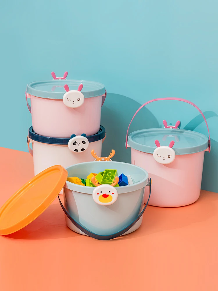 

Коробка для хранения игрушек, Детский конструктор из мультфильма, портативное пластиковое ведро с крышкой для дома