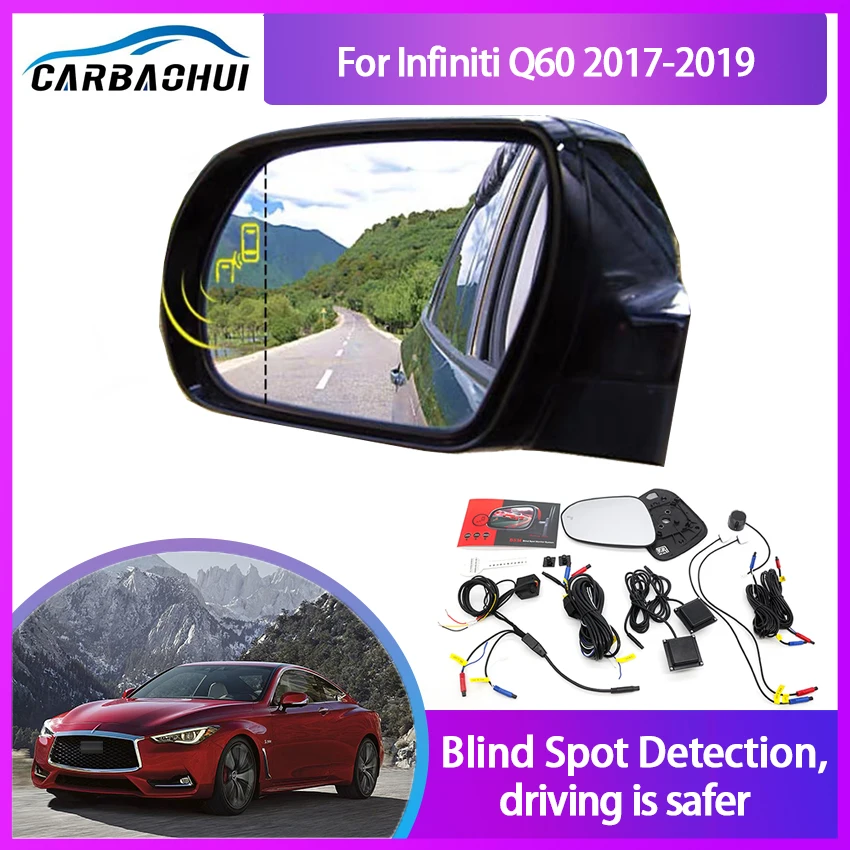 

For Infiniti Q60 2017-2019 BSA BSM BSD Blind Spot Monitoring System 24GHZ Millimeter Waves Radar Sensor Mirror LED Light Warning