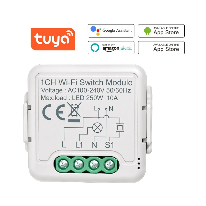Переключатель Wi-Fi Tuya для умного дома компактный двухсторонний переключатель со