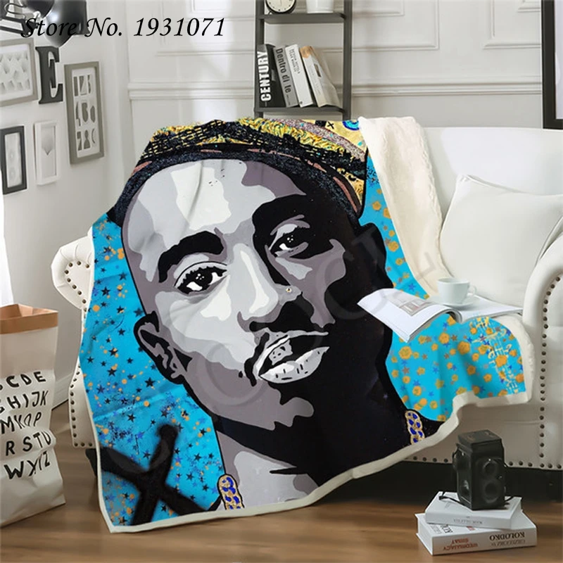 

NEW 2PAC Rapper Hip Hop 3D Printed Fleece Blanket for Beds Thick Quilt Fashion Bedspread Sherpa Throw Blanket Adults Kids 02