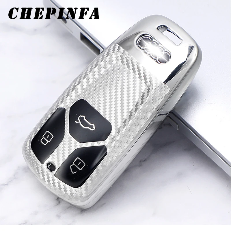 Чехол из углеродного волокна TPU для автомобильных ключей защитный чехол Audi A4 4L 5 6L