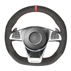 Ручной работы черная замша чехол рулевого колеса автомобиля для Mercedes-Benz A 45 AMG 2016-2018 C 43 63 AMG CLA 45 2015