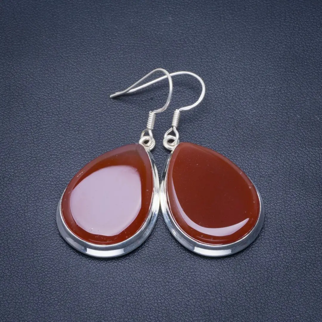 Натуральные сердолические уникальные серьги ручной работы из серебра 1 75 дюйма