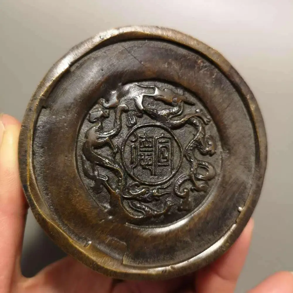 

Chinese pure brass Brush pot statue