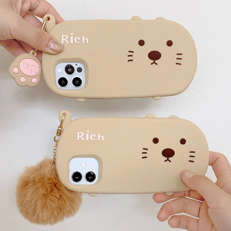 3D милый мультяшный чехол для телефона с рисунком котенка iPhone 13 12 Mini 11 Pro XS Max XR
