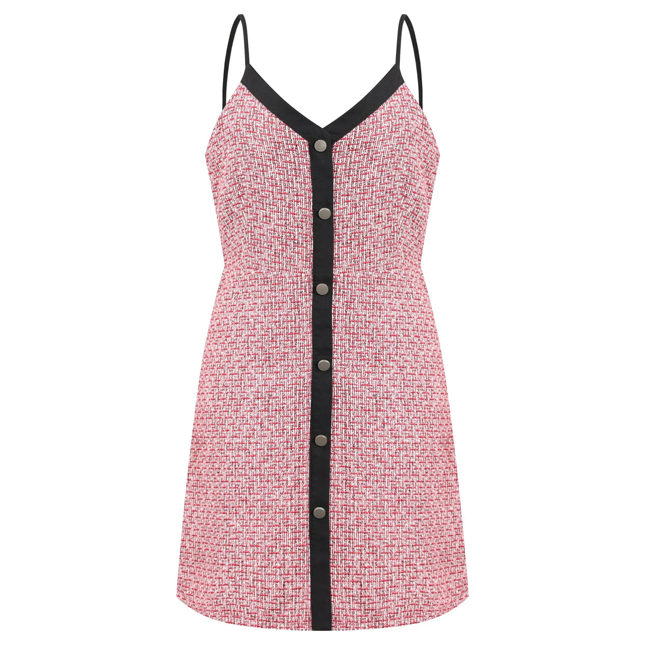 

COIGARSAM Sexy Plaid Shirt Womens tops Summer Vintage High Waist Spaghetti Strap Women shirts Pink 9090