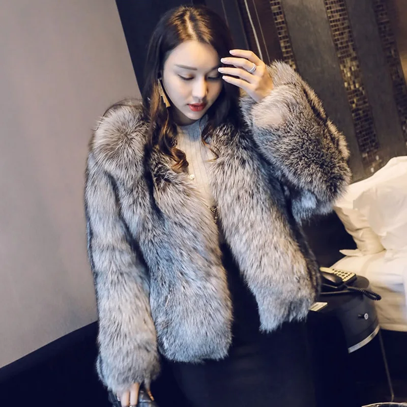 2019 короткое меховое пальто зимнее элегантное женское из искусственного меха