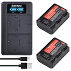 Аккумуляторы и зарядное устройство, 2 шт., 2650 мАч, NP FZ100, NPFZ100, NP-FZ100, с двойным USB ЗУ, с ЖК-дисплеем, для камер Sony Alpha A7III, A7R III, A9, Alpha 9, A7R3, A6600