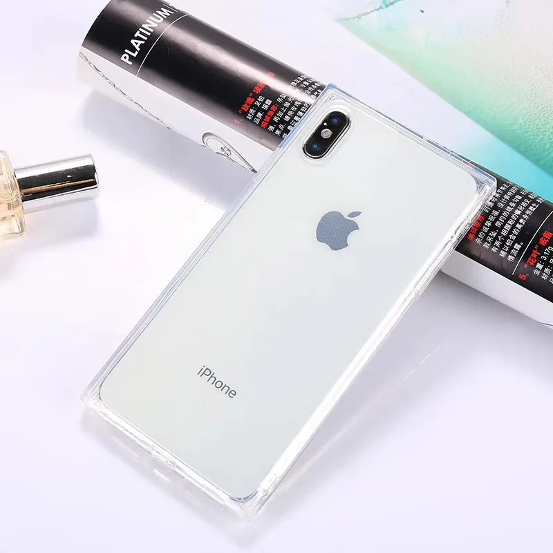 Прямоугольный защитный мягкий чехол из ТПУ для телефона Iphone X простой 8 6 6S 7 Plus Xs Max