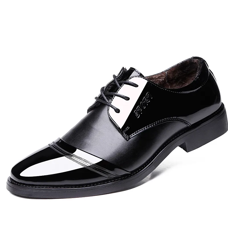 Мужские туфли из лакированной кожи Классические деловые оксфорды заостренный