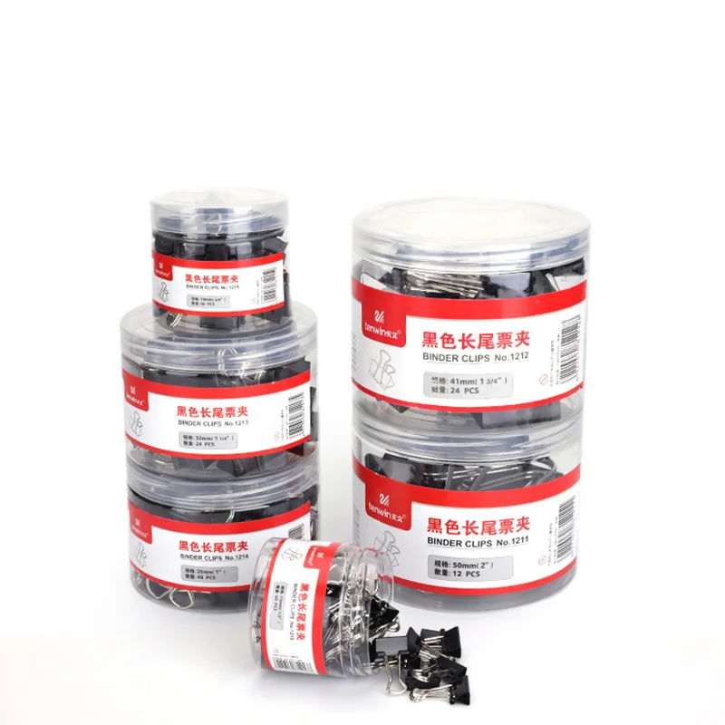 

Tenwin 24/40PCS 19 32 41mm Black Foldback Metal Binder Clips Black Grip Clamps Office School Stationery Paper Document Clips