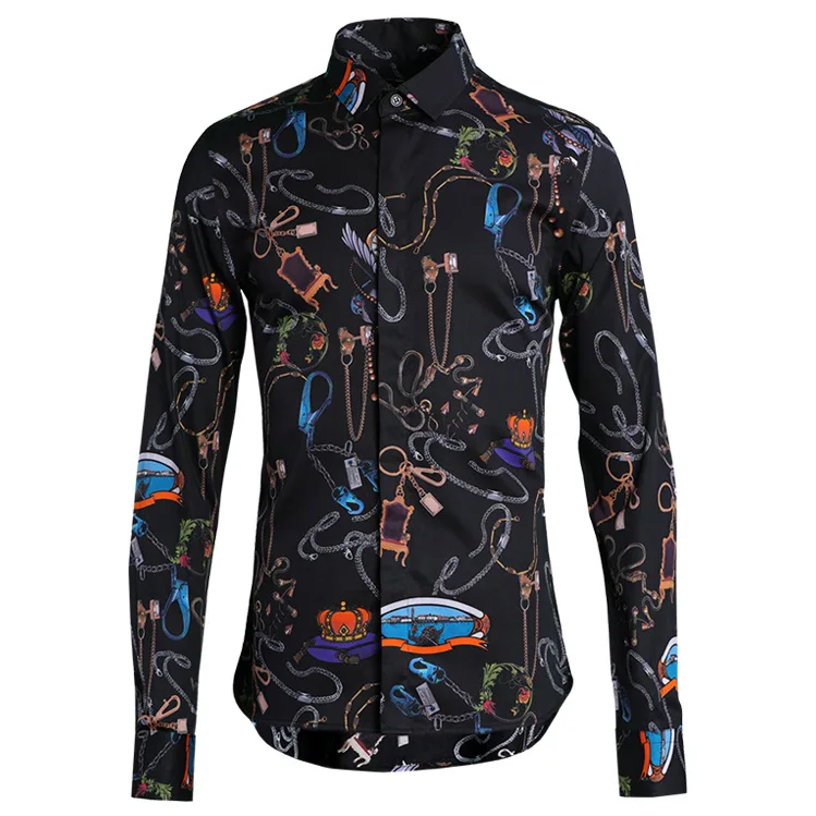 

Индивидуальная печать мужская рубашка высокого качества с длинным рукавом, Мужская одежда, рубашки Модная рубашка с отложным воротником, м...