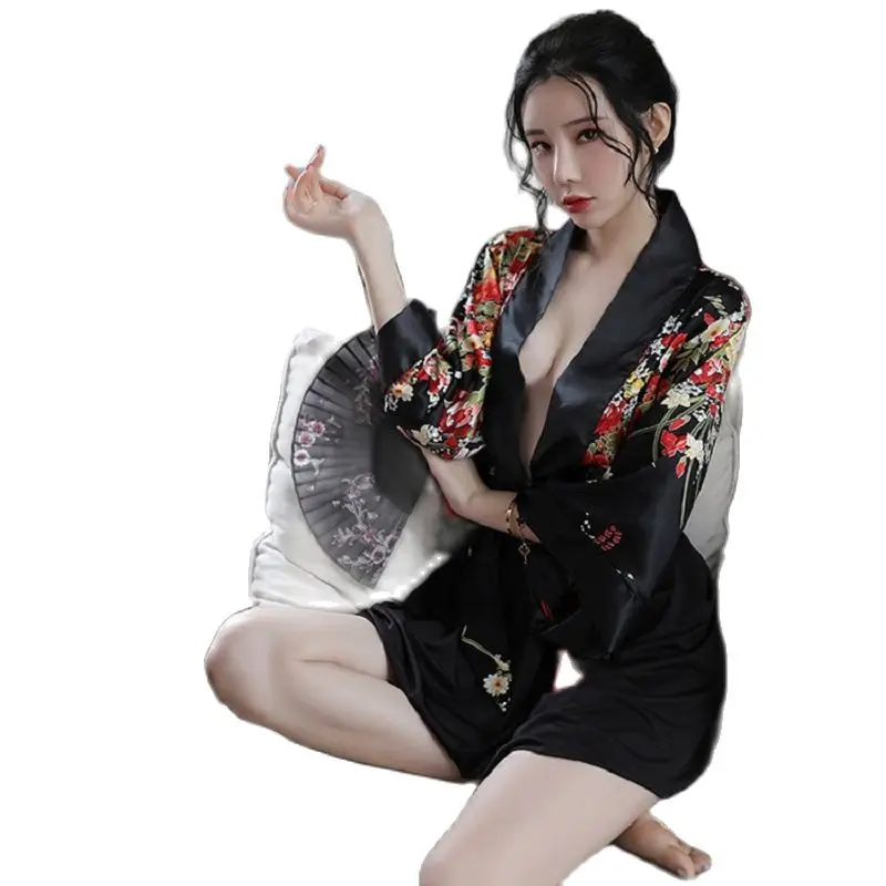 

2021 new sexy pajamas Cosplay Japanese kimono sexy deep cut nightdress retro cheongsam nightclub uniform