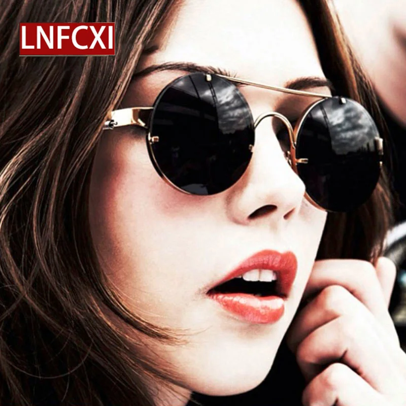 LNFCXI Ретро Женские панковские Солнцезащитные очки женские модные металлические