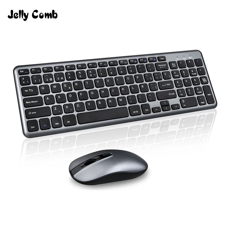 Желе расческа 2 4G Беспроводная клавиатура мышь Набор для ноутбука эргономичный
