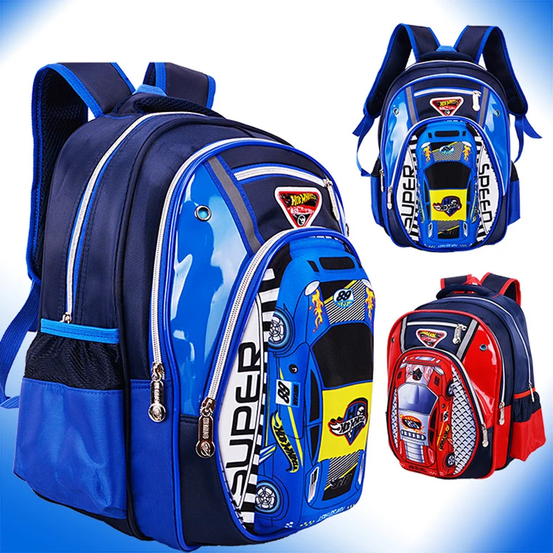 Школьные рюкзаки для девочек, ортопедические, с объемным изображением автомобиля, школьные ранцы для мальчиков, водонепроницаемые, для нач...