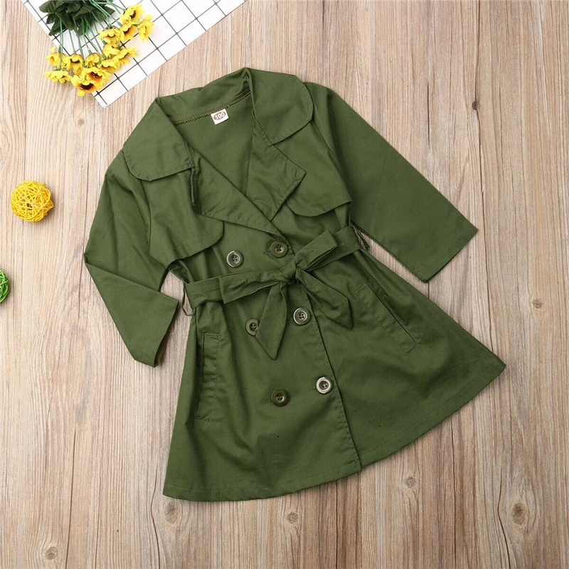 Новинка осенне зимний Тренч для маленьких девочек однотонный длинный на