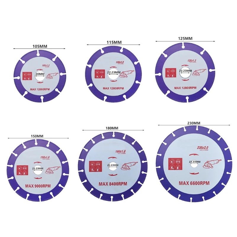 

105mm-230mm Diamond Saw Blade Metal Cutting Multi-Purpose Circular Carbide Cutter for Angle Grinder Sawing