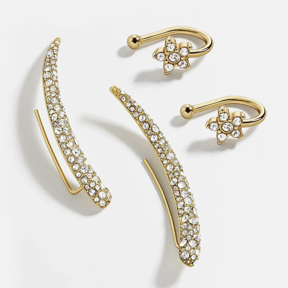 

3Pcs/Set Helix Fake Without Piercing Crystal Cuff Earring Earcuff Wrap Rock Earring Cuff No Piercing Women Clip Adjustable