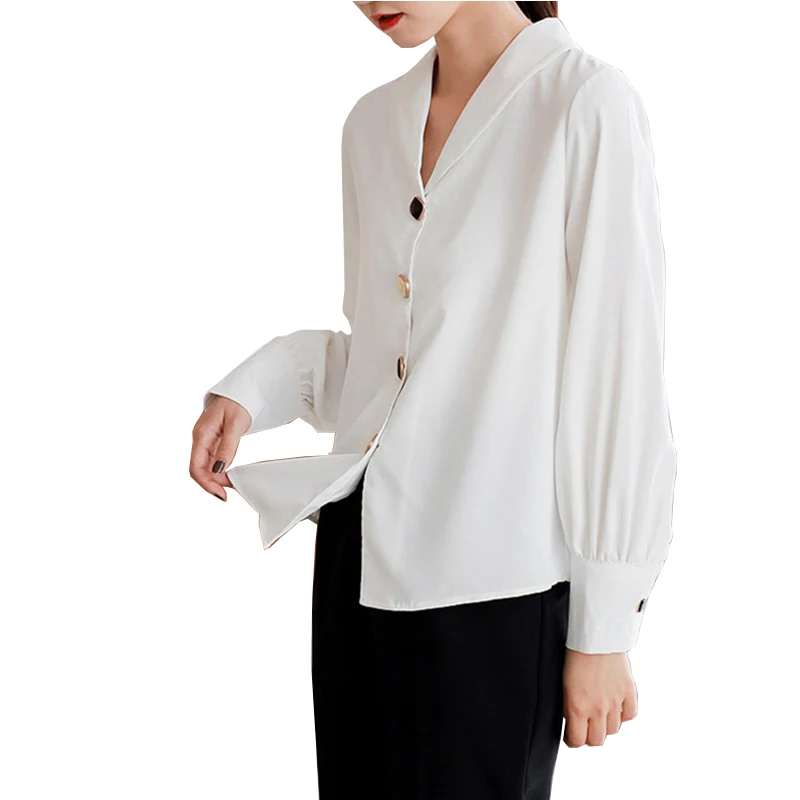 

Aibeautyer New 2021 Spring Summer Fashionable Elegant Tops Buttons Office Lady Blouses Shirts Chiffon Vintage Oversize
