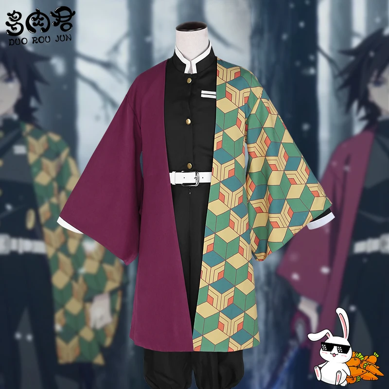 Tomioka Giyuu Cos Demon Slayer косплей кимоно Униформа костюм в наличии БЕСПЛАТНАЯ
