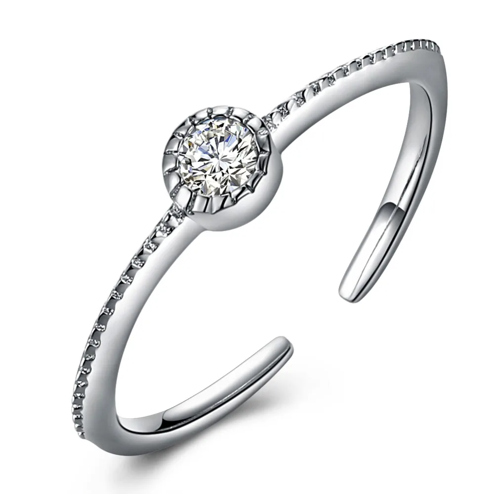 

V106 Classic Luxury 925 Sterling Silver Ring Zircon Wedding Jewelry Rings Engagement For Women open ring